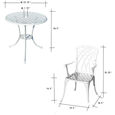 78658-A-WT -  White Haven Retreat- All-Weather Cast Aluminium Bistro Set HI-LINE GIFT