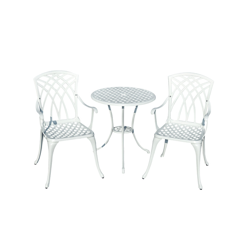 78658-A-WT -  White Haven Retreat- All-Weather Cast Aluminium Bistro Set HI-LINE GIFT