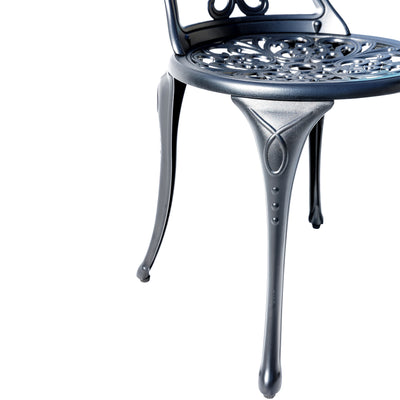 78658-B-BK -  Understated Elegance- Black Cast Aluminium Bistro Set HI-LINE GIFT