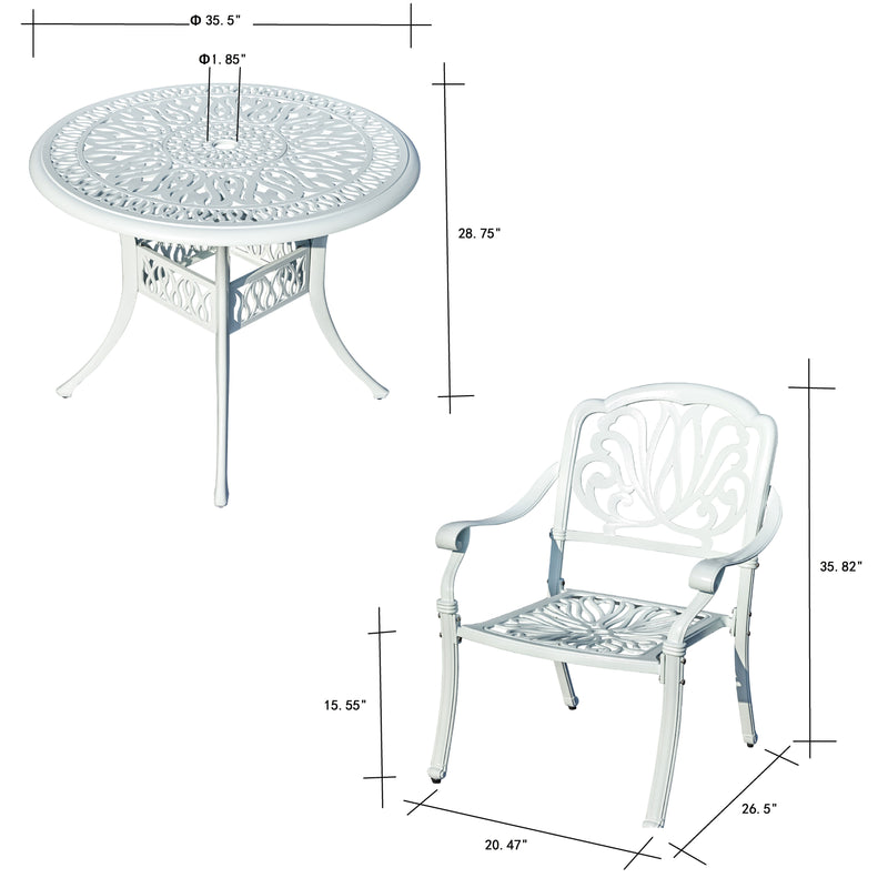 78659-A-WT -  Elegant White- All-Weather Cast Aluminium Bistro Ensemble HI-LINE GIFT