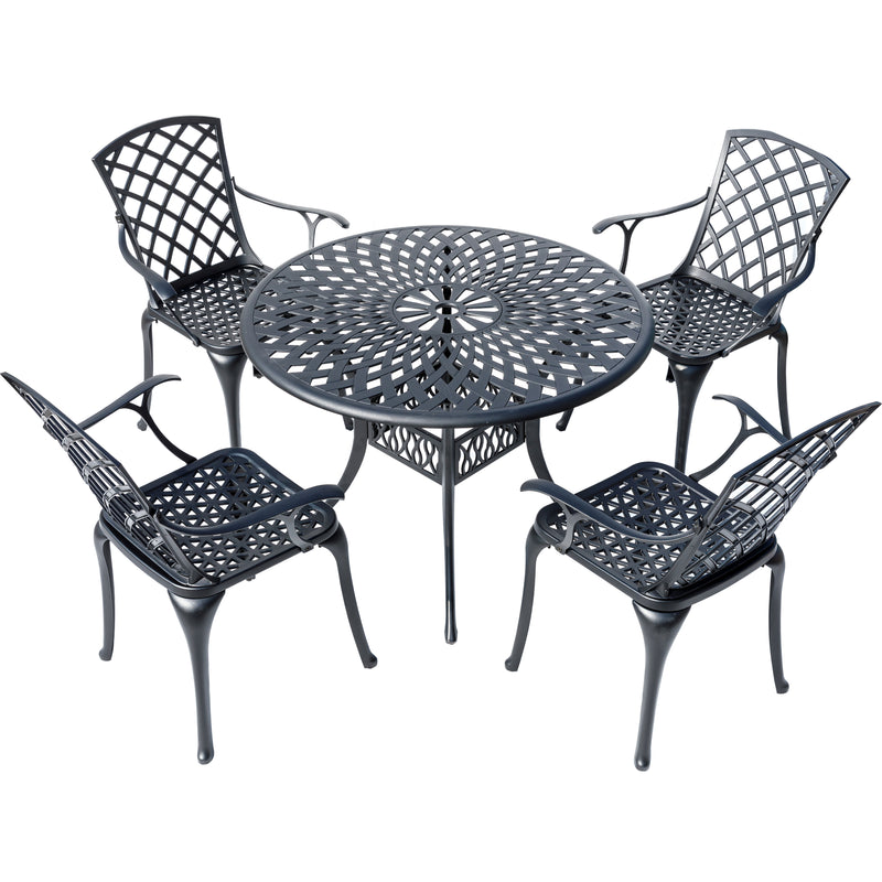 78659-B-BK -  Timeless Beauty- Stylish Cast Aluminium Bistro Set in Black HI-LINE GIFT