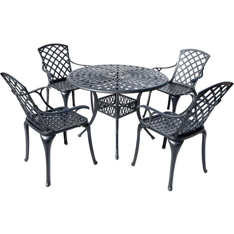 78659-B-BK -  Timeless Beauty- Stylish Cast Aluminium Bistro Set in Black HI-LINE GIFT