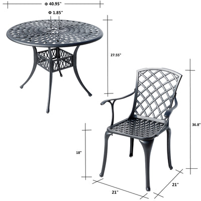 78659-B-BK -  Timeless Beauty- Stylish Cast Aluminium Bistro Set in Black HI-LINE GIFT