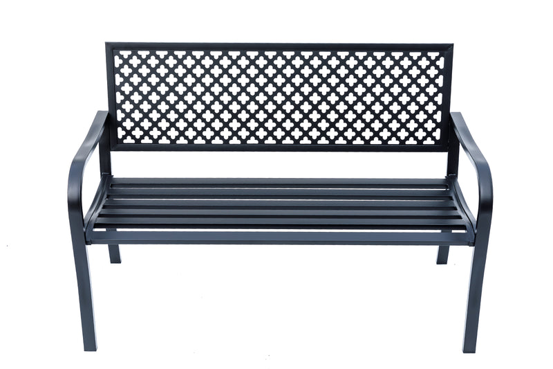 78660-A-BK -  Black Beauty- All-Steel Garden Bench for Relaxation HI-LINE GIFT