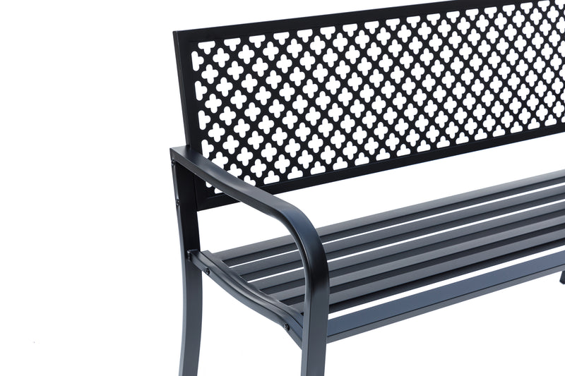 78660-A-BK -  Black Beauty- All-Steel Garden Bench for Relaxation HI-LINE GIFT