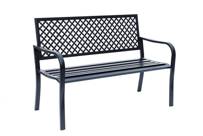 78660-A-BK -  Black Beauty- All-Steel Garden Bench for Relaxation HI-LINE GIFT