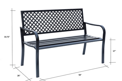 78660-A-BK -  Black Beauty- All-Steel Garden Bench for Relaxation HI-LINE GIFT