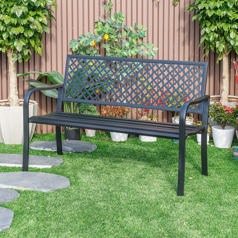 78660-A-BK -  Black Beauty- All-Steel Garden Bench for Relaxation HI-LINE GIFT