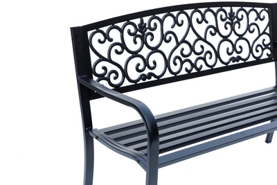 78661-B-BK -  Iron Symphony- Steel and Cast Iron Garden Bench in Timeless Black HI-LINE GIFT