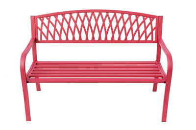 78661-C-RD -  Passionate Red Reverie- Steel and Cast Iron Garden Bench HI-LINE GIFT