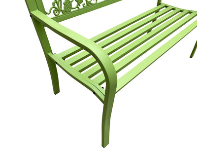 78662-D-GN - 50" Outdoor Metal Garden Bench with Butterfly Backrest Design - Green Hi-Line Gift Ltd.