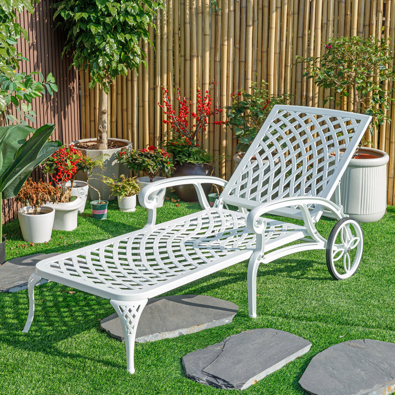 78663-WT -  Pure Elegance- White Cast Aluminium Garden Bench for Outdoor Tranquility HI-LINE GIFT