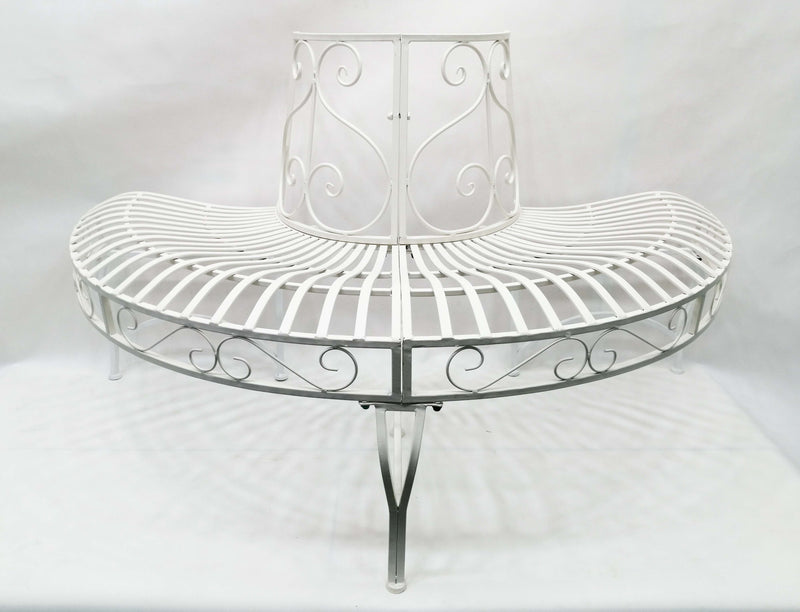 White Semi-Circle Tree-Wrap Bench HI-LINE GIFT LTD.