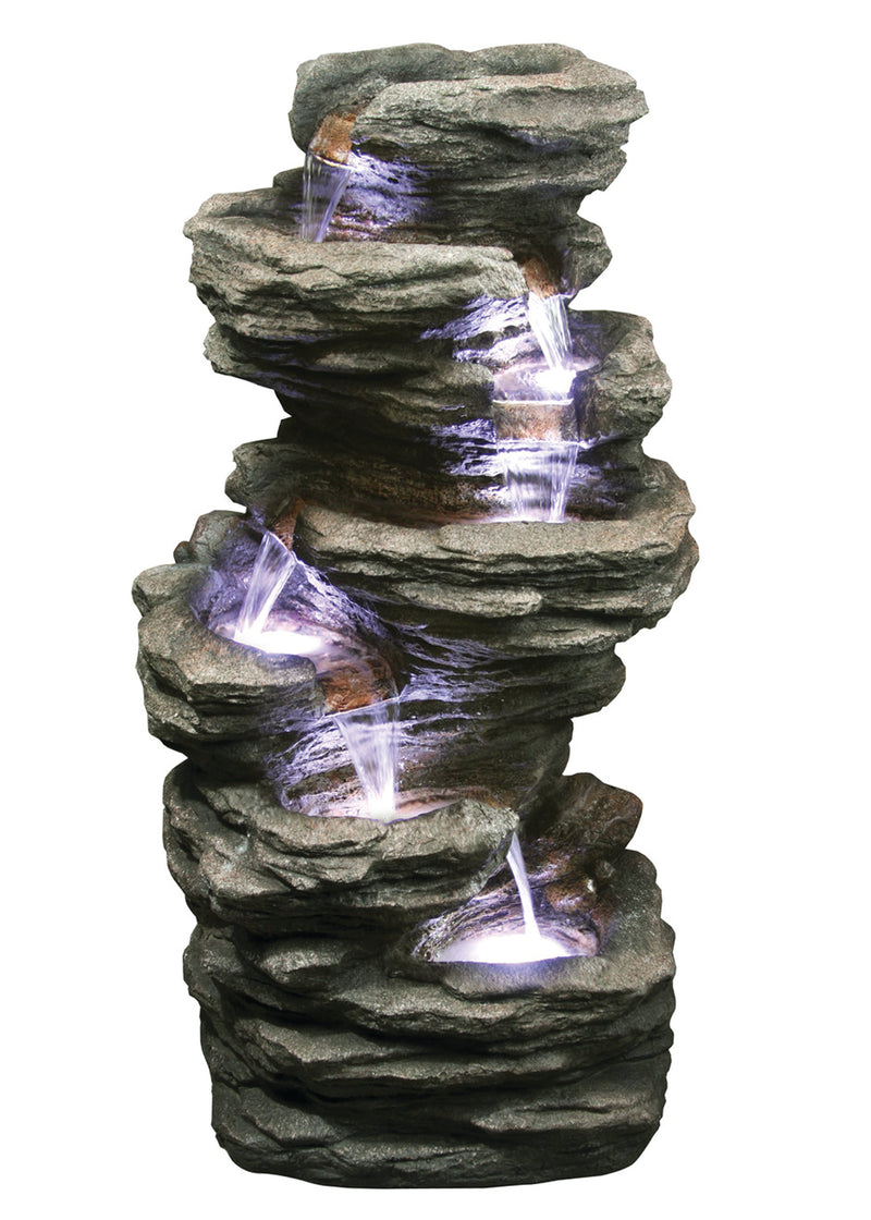 LED Slate Stone Fountain With Seven Levels Hi-Line Gift Ltd.