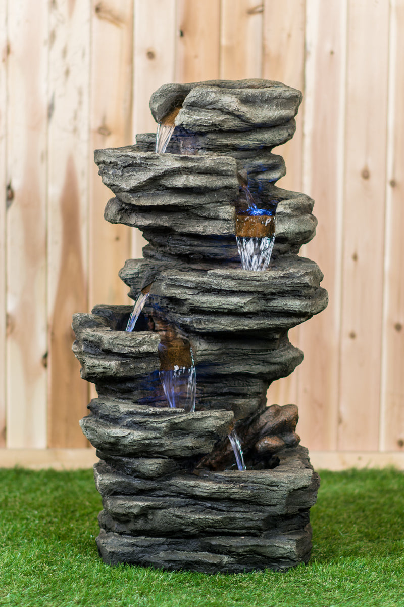 LED Slate Stone Fountain With Seven Levels Hi-Line Gift Ltd.