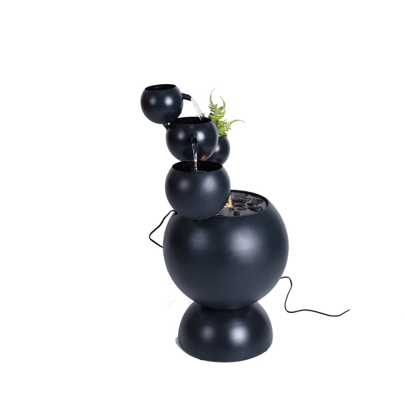 Zinc Metal Ball Fountain With  Planter With 6 Ww Led HI-LINE GIFT LTD.