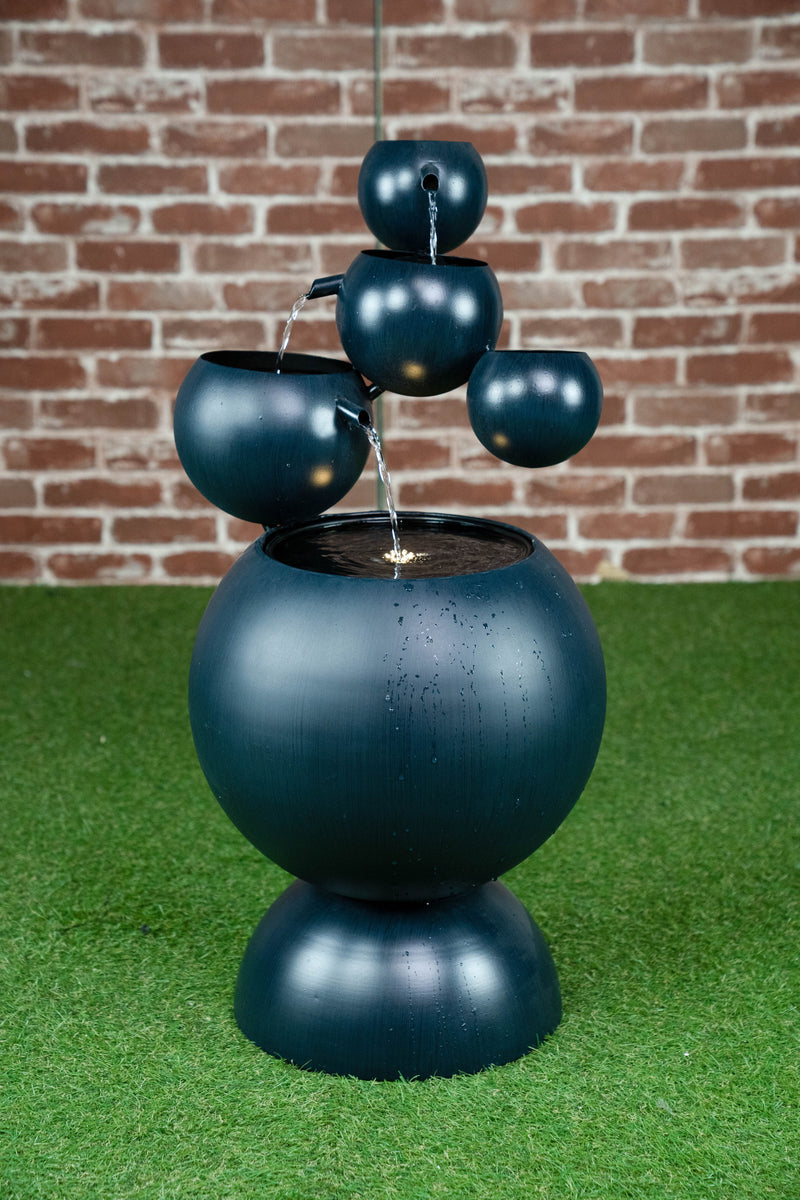 Zinc Metal Ball Fountain With  Planter With 6 Ww Led HI-LINE GIFT LTD.