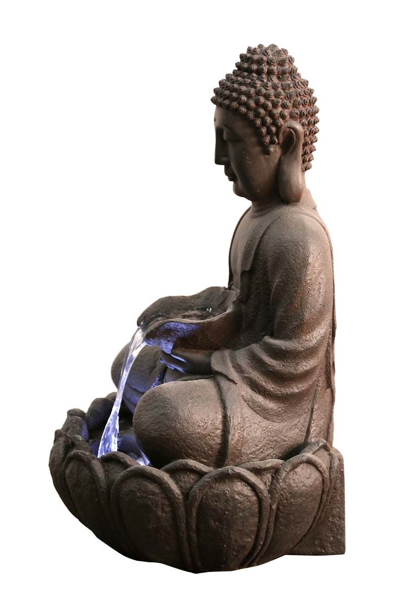 79567 - Meditating Buddha Fountain With  Led Hi-Line Gift Ltd.