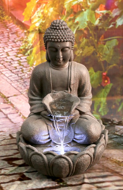 79567 - Meditating Buddha Fountain With  Led Hi-Line Gift Ltd.