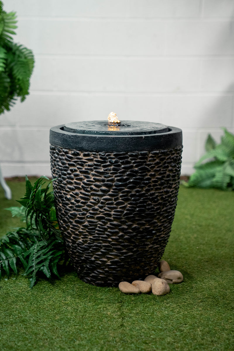 Medium Stone Fountain W/Flame-Effect Led HI-LINE GIFT LTD.