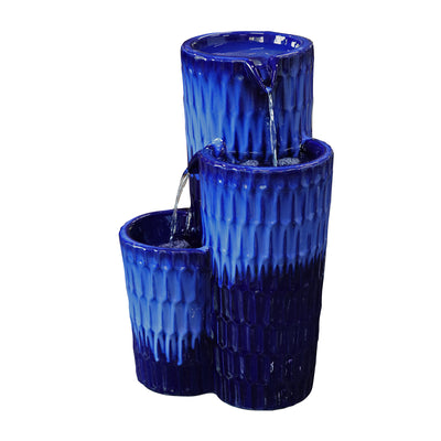 79586-03-BL -  Blue Ceramic Fountain - Serenity in Simplicity, No Lights HI-LINE GIFT