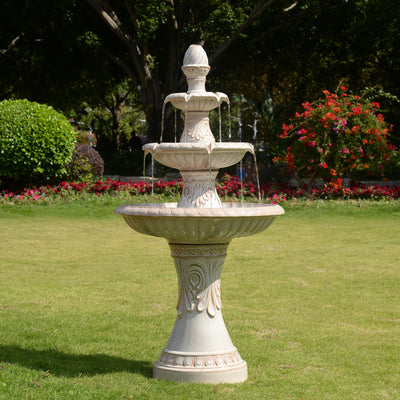 79586-05-IV -  3 Tier Ceramic Fountain - Ivory Elegance, No Lights HI-LINE GIFT