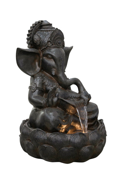 35in Ganesha Sculptural Outdoor Fountain With Ww Leds Hi-Line Gift Ltd.