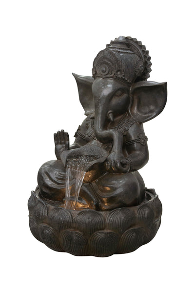 35in Ganesha Sculptural Outdoor Fountain With Ww Leds Hi-Line Gift Ltd.