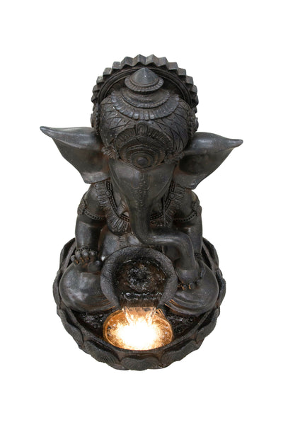 35in Ganesha Sculptural Outdoor Fountain With Ww Leds Hi-Line Gift Ltd.