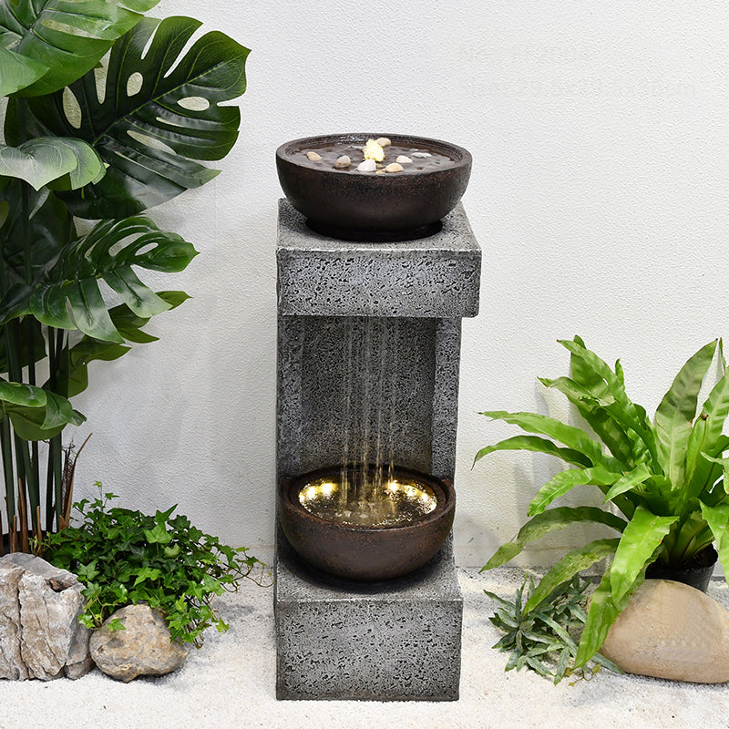 Rainfall Fountain W/bowl On Top W/leds Hi-Line Gift Ltd.