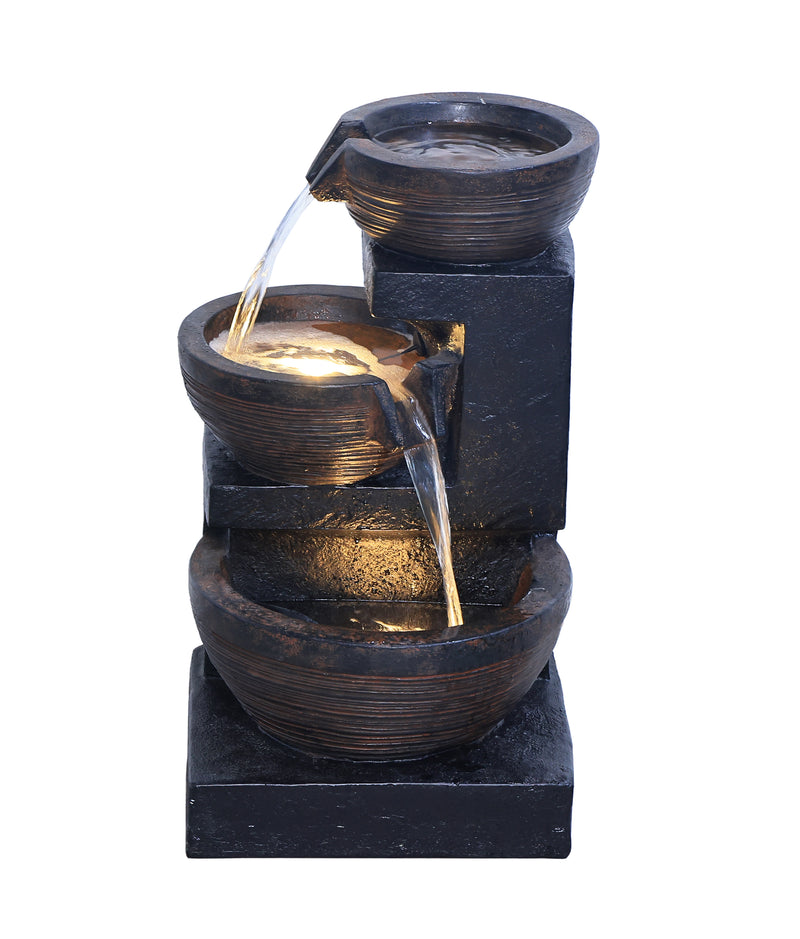 79759 - Cascading Bowl Fountain with Dual Warm White LEDs - Grey (Copy) HI-LINE GIFT LTD.