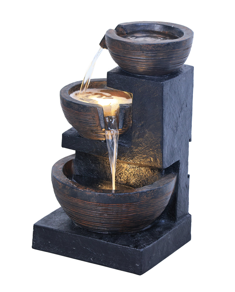 79759 - Cascading Bowl Fountain with Dual Warm White LEDs - Grey (Copy) HI-LINE GIFT LTD.