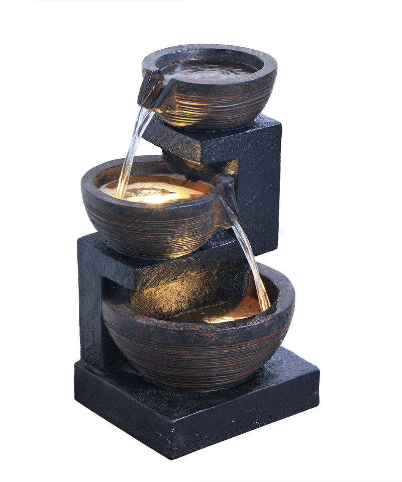 79759 - Cascading Bowl Fountain with Dual Warm White LEDs - Grey (Copy) HI-LINE GIFT LTD.