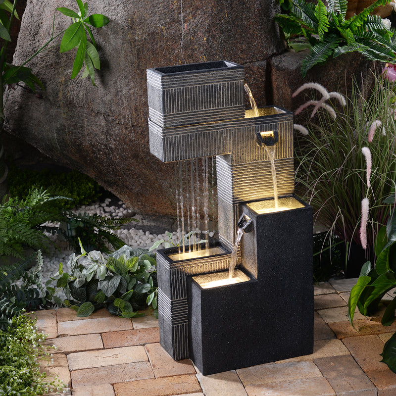 79760 -  Contemporary Fountain with Lights - Dark Elegance HI-LINE GIFT