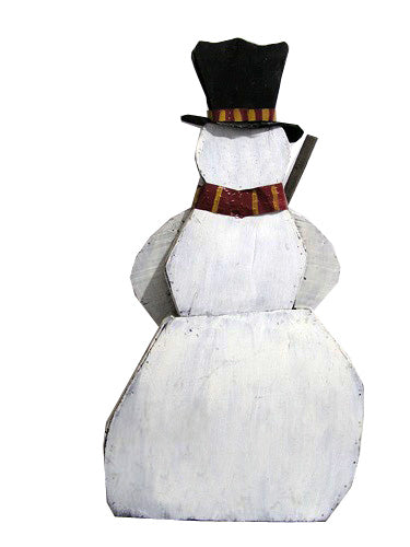 Wooden Snowman With  Broom Statue Hi-Line Gift Ltd.