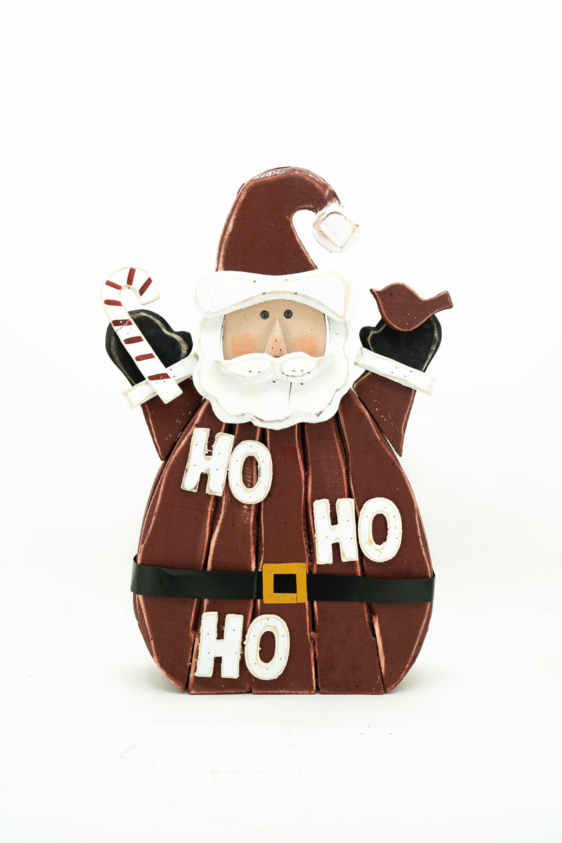 Wooden Santa With  Ho Ho Ho Statue Hi-Line Gift Ltd.