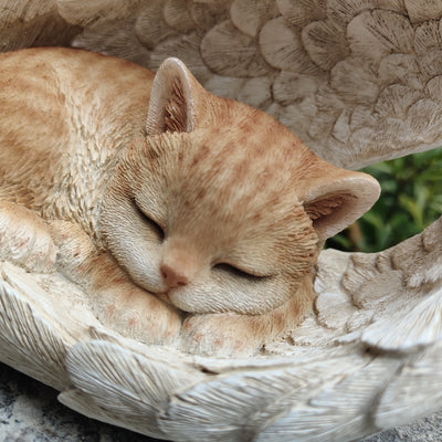 87630-A - Citrus Seraph: Vibrant Orange Polyresin Angel Cat Figurine Hi-Line Gift Ltd.