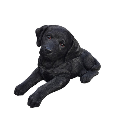 87632-BK - Midnight Reverie: Sleek Black Polyresin Lying Labrador Figurine Hi-Line Gift Ltd.