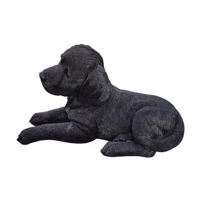 87632-BK - Midnight Reverie: Sleek Black Polyresin Lying Labrador Figurine Hi-Line Gift Ltd.