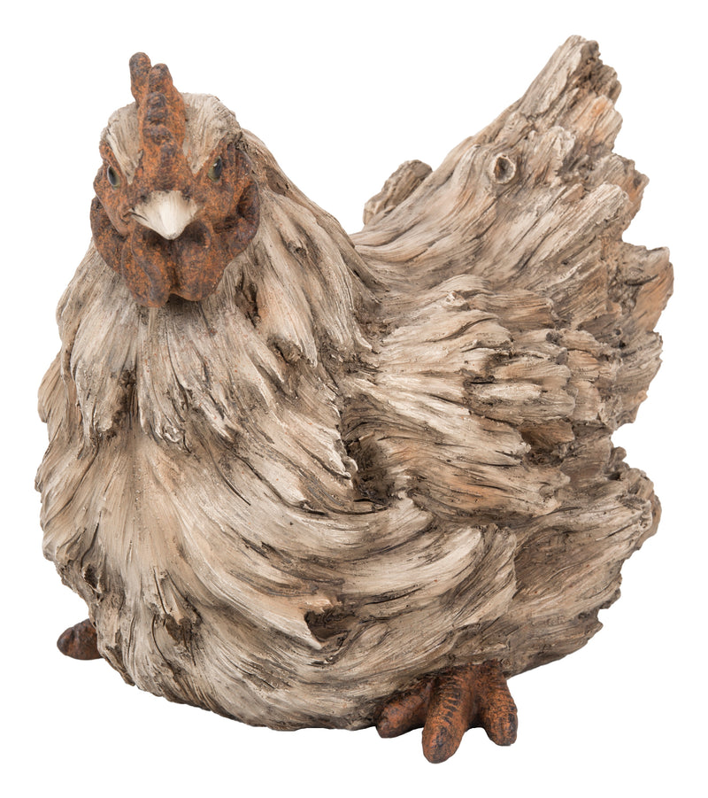 Hen Squatting- Driftwood Look Statue HI-LINE GIFT LTD.