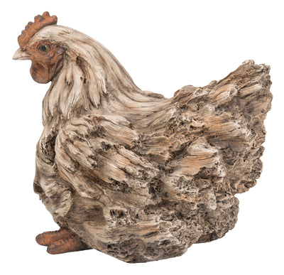 Hen Squatting- Driftwood Look Statue HI-LINE GIFT LTD.