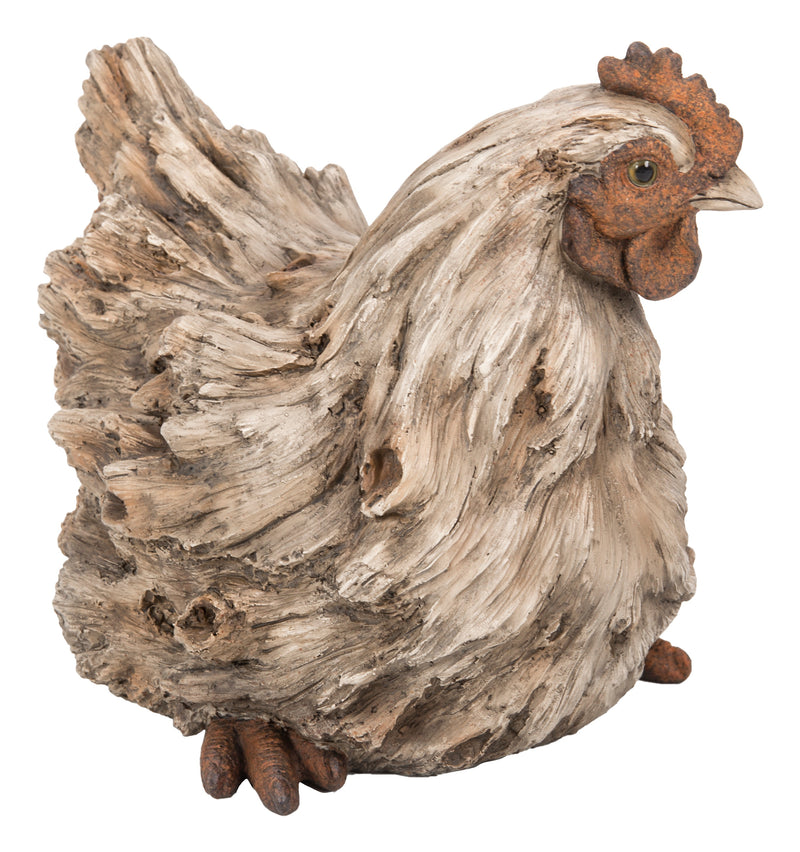 Hen Squatting- Driftwood Look Statue HI-LINE GIFT LTD.