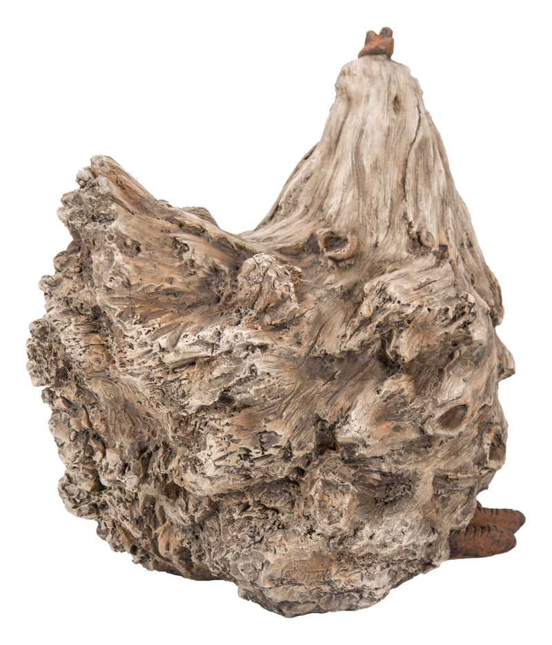 Hen Squatting- Driftwood Look Statue HI-LINE GIFT LTD.