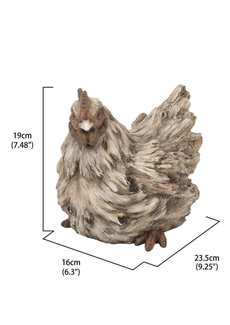 Hen Squatting- Driftwood Look Statue HI-LINE GIFT LTD.