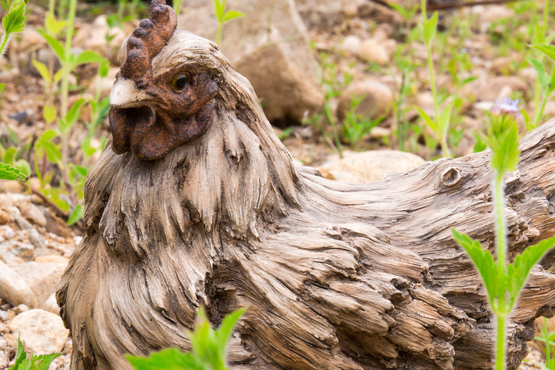 Hen Squatting- Driftwood Look Statue HI-LINE GIFT LTD.