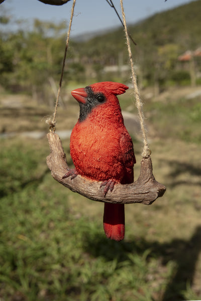 Hanging Cardinal on Branch Statue HI-LINE GIFT LTD.