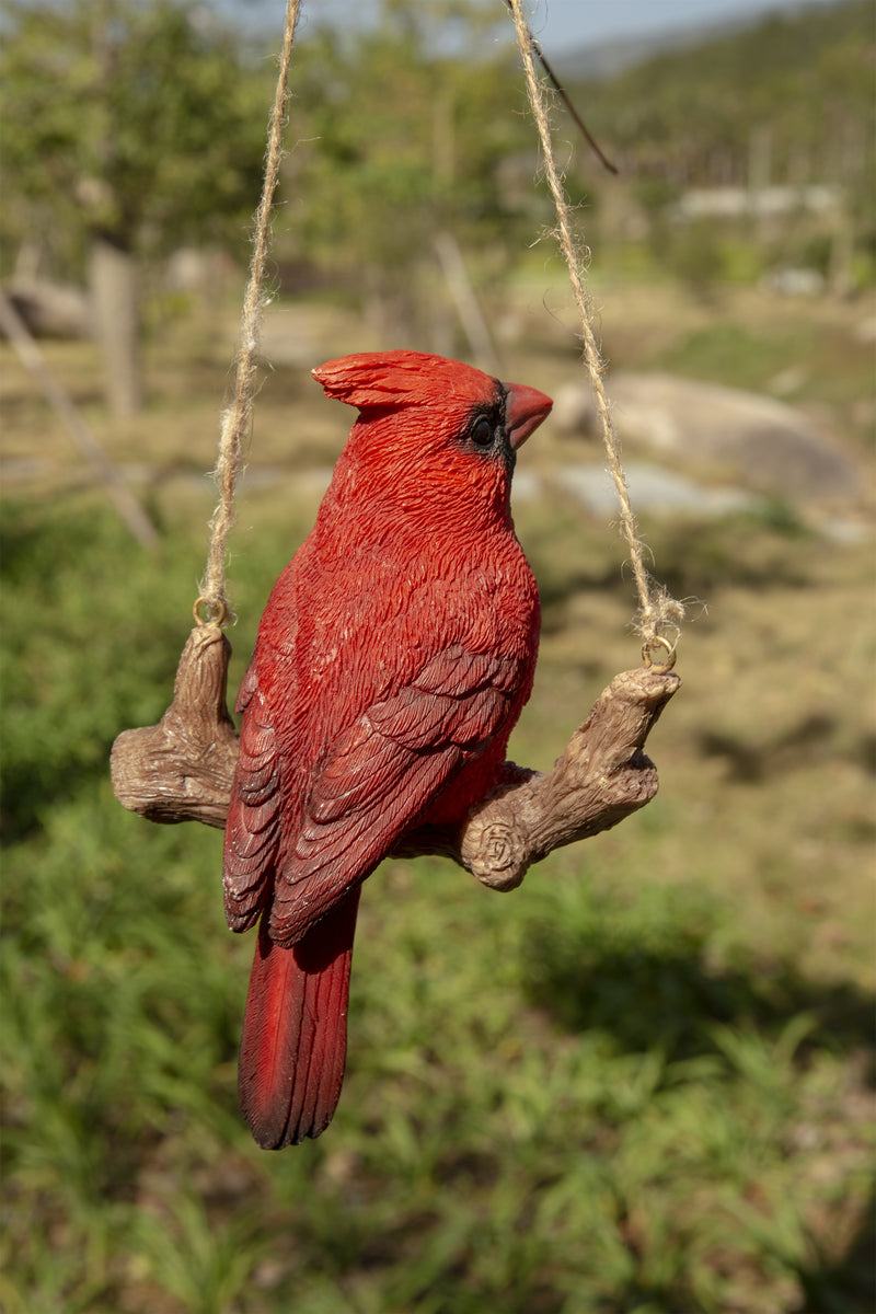 Hanging Cardinal on Branch Statue HI-LINE GIFT LTD.