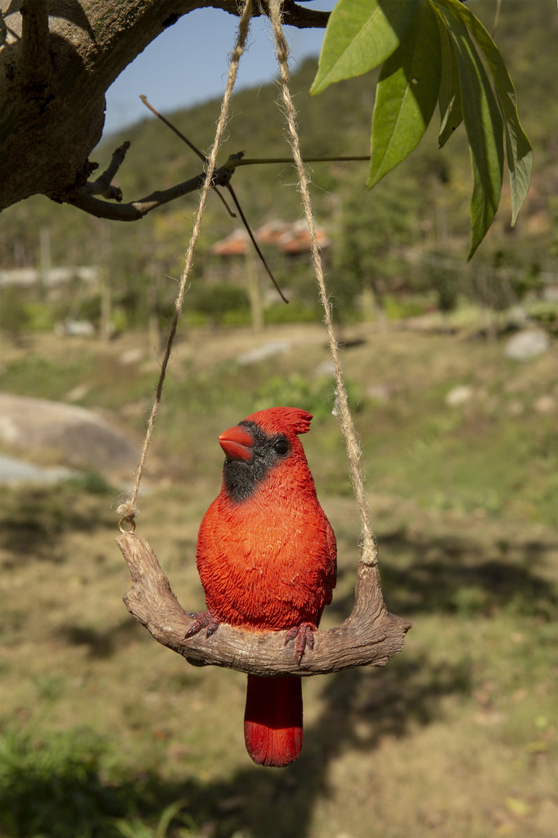 Hanging Cardinal on Branch Statue HI-LINE GIFT LTD.