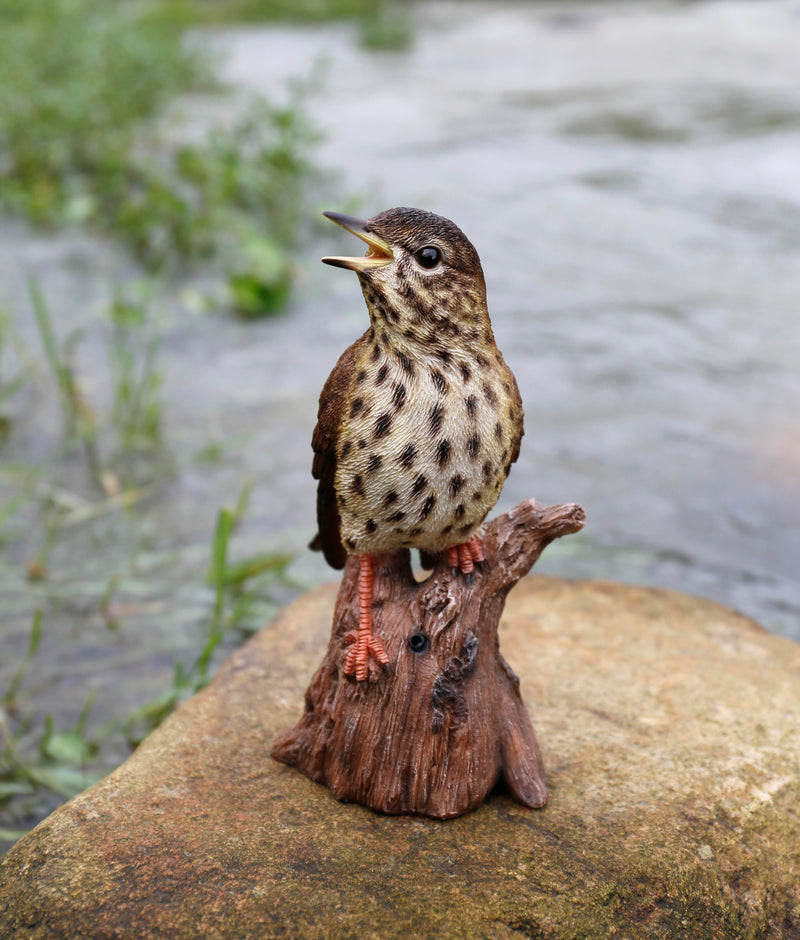 Motion Activated Singing Songbird Standing on Stump Statue HI-LINE GIFT LTD.