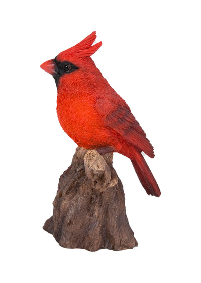 Motion Activated Singing Cardinal Standing on Stump Statue HI-LINE GIFT LTD.